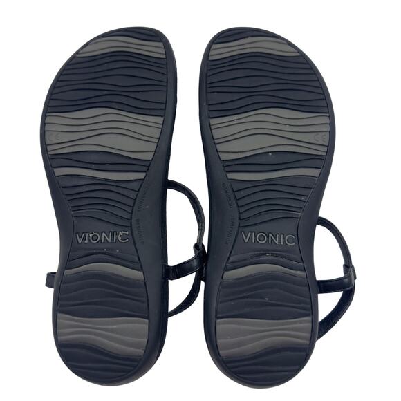 Vionic Lizbeth Black Silver Metal Embellished T-Strap Orthotic Sandals Women's 9 - Picture 7 of 7